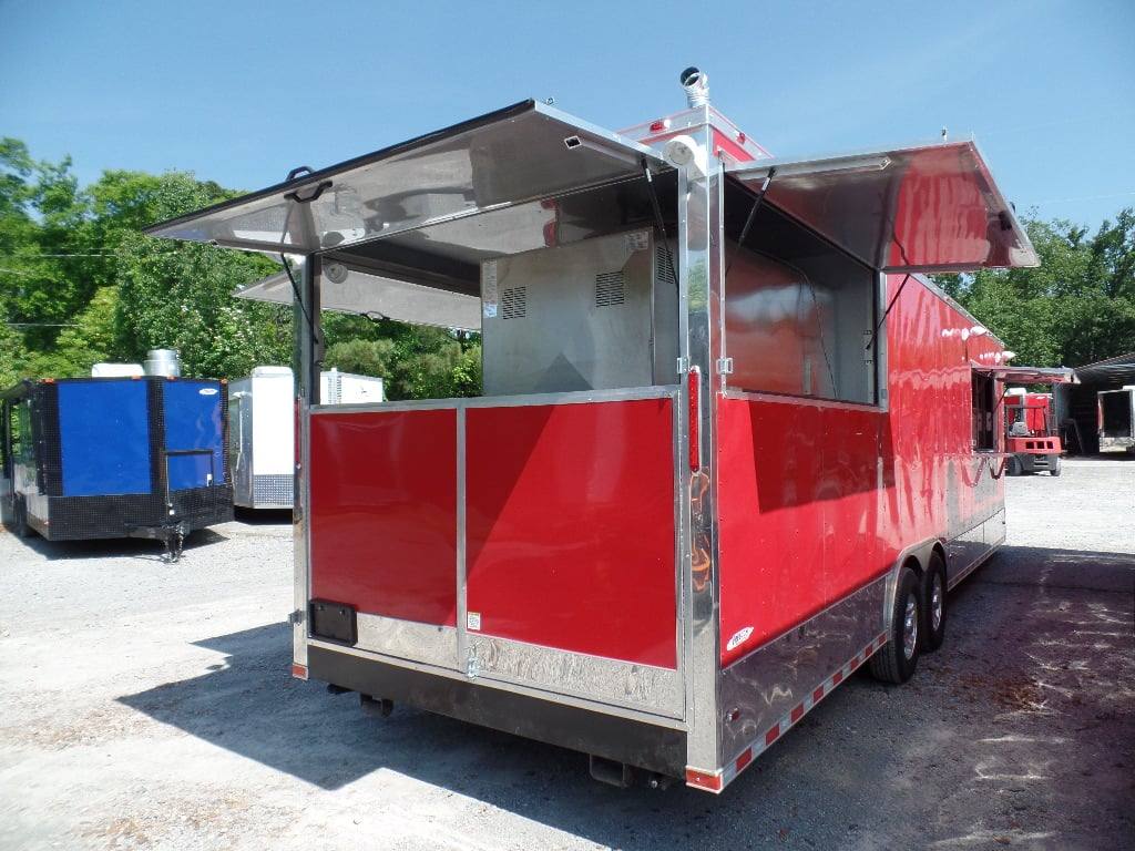 861-8.5-x-28-concession-red-bbq-food-trailer-with-appliances-2.jpg 8.5' x 28' Concession Red BBQ Food Trailer With Appliances