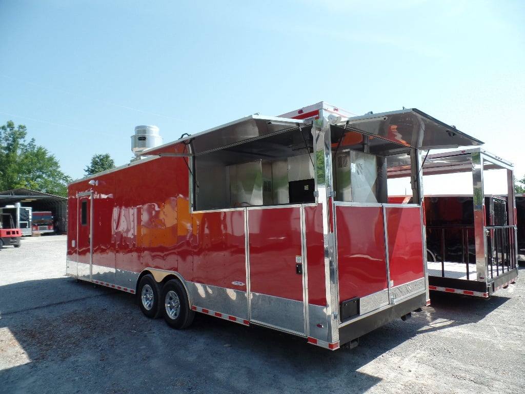 861-8.5-x-28-concession-red-bbq-food-trailer-with-appliances-3.jpg 8.5' x 28' Concession Red BBQ Food Trailer With Appliances