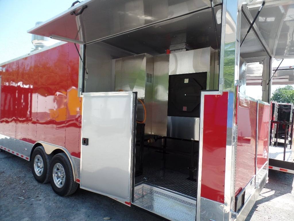 861-8.5-x-28-concession-red-bbq-food-trailer-with-appliances-7.jpg 8.5' x 28' Concession Red BBQ Food Trailer With Appliances