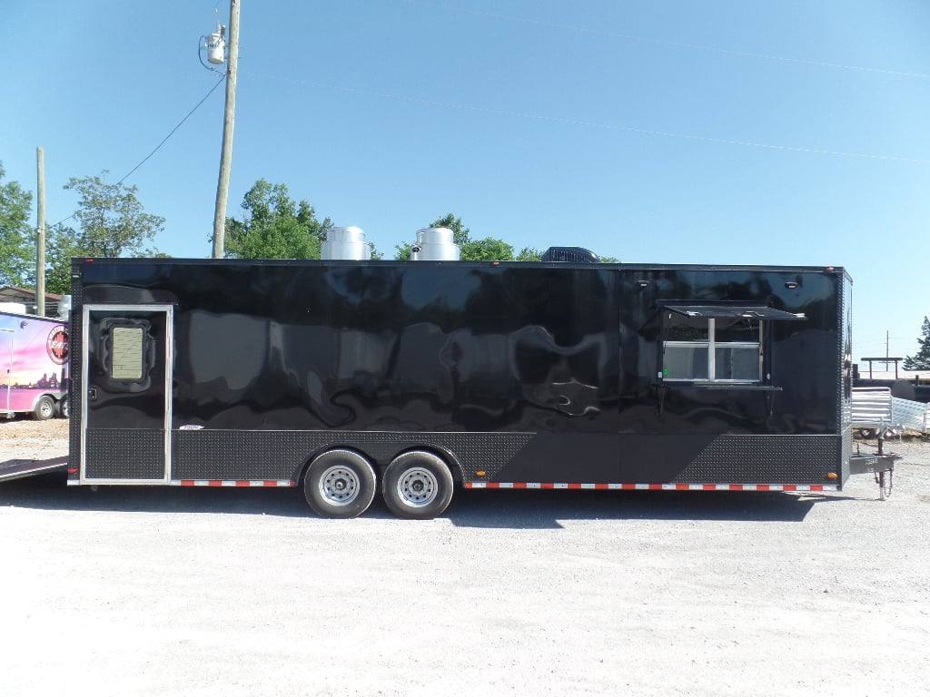 864-8.5-x-28-food-concession-black-trailer-with-appliances-1.jpg 8.5' x 28' Food Concession Black Trailer With Appliances