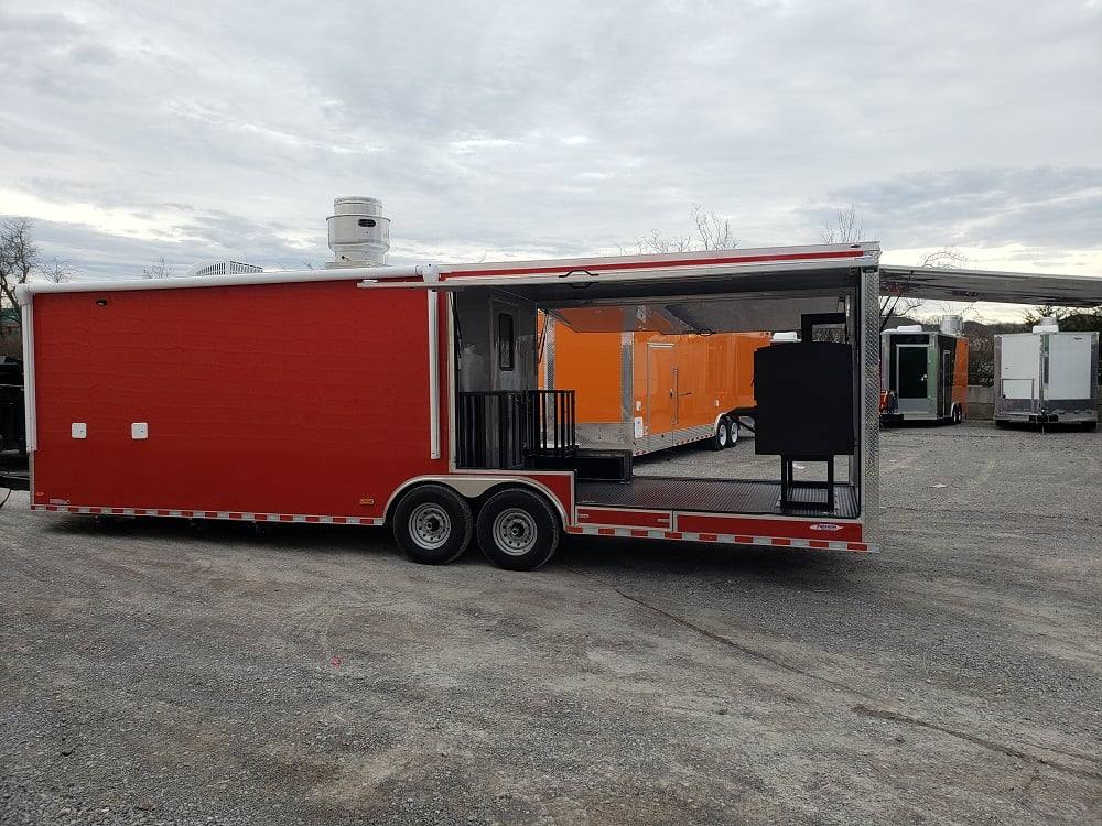 865-8.5-x-28-red-bbq-smoker-food-concession-trailer-3.jpg 8.5' x 28' Red BBQ Smoker Food Concession Trailer