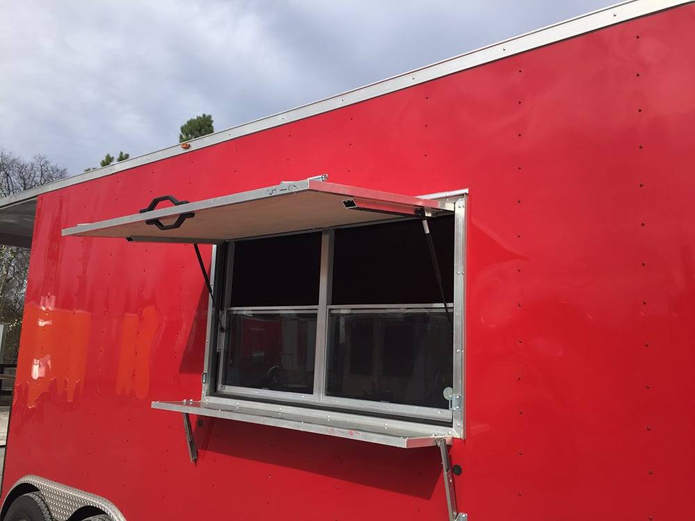 868-8.5-x-28-victory-red-porch-style-enclosed-trailer-storage-13.jpg 8.5' x 28' Victory Red Porch Style Enclosed Trailer Storage