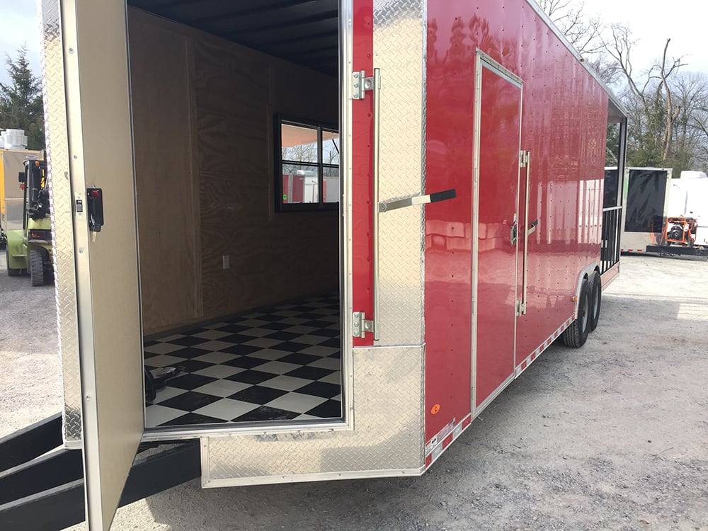 868-8.5-x-28-victory-red-porch-style-enclosed-trailer-storage-14.jpg 8.5' x 28' Victory Red Porch Style Enclosed Trailer Storage