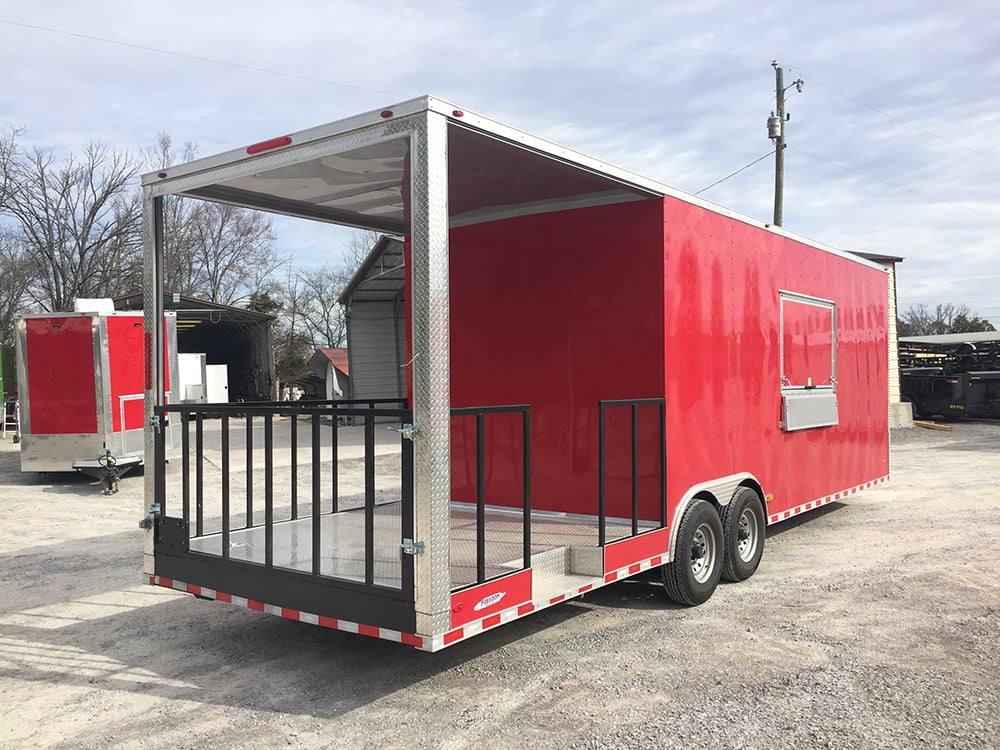 868-8.5-x-28-victory-red-porch-style-enclosed-trailer-storage-16.jpg 8.5' x 28' Victory Red Porch Style Enclosed Trailer Storage