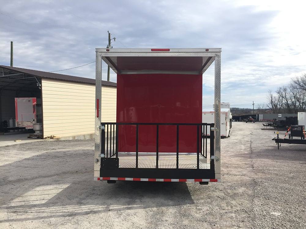 868-8.5-x-28-victory-red-porch-style-enclosed-trailer-storage-7.jpg 8.5' x 28' Victory Red Porch Style Enclosed Trailer Storage