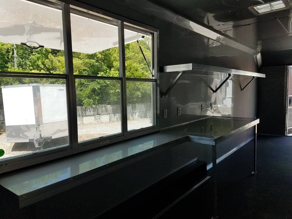 871-8.5-x-30-black-flat-nose-w-header-cap-concession-food-trailer-10.jpg 8.5' x 30' Black Flat Nose w/ Header Cap Concession Food Trailer