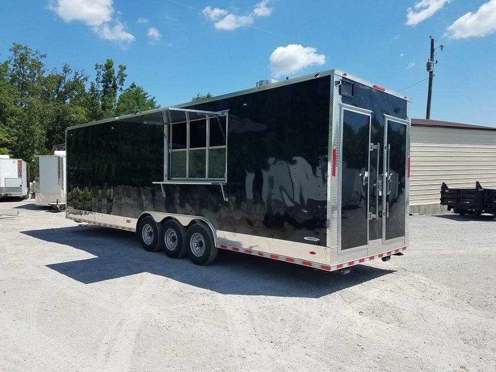 871-8.5-x-30-black-flat-nose-w-header-cap-concession-food-trailer-20.jpg 8.5' x 30' Black Flat Nose w/ Header Cap Concession Food Trailer