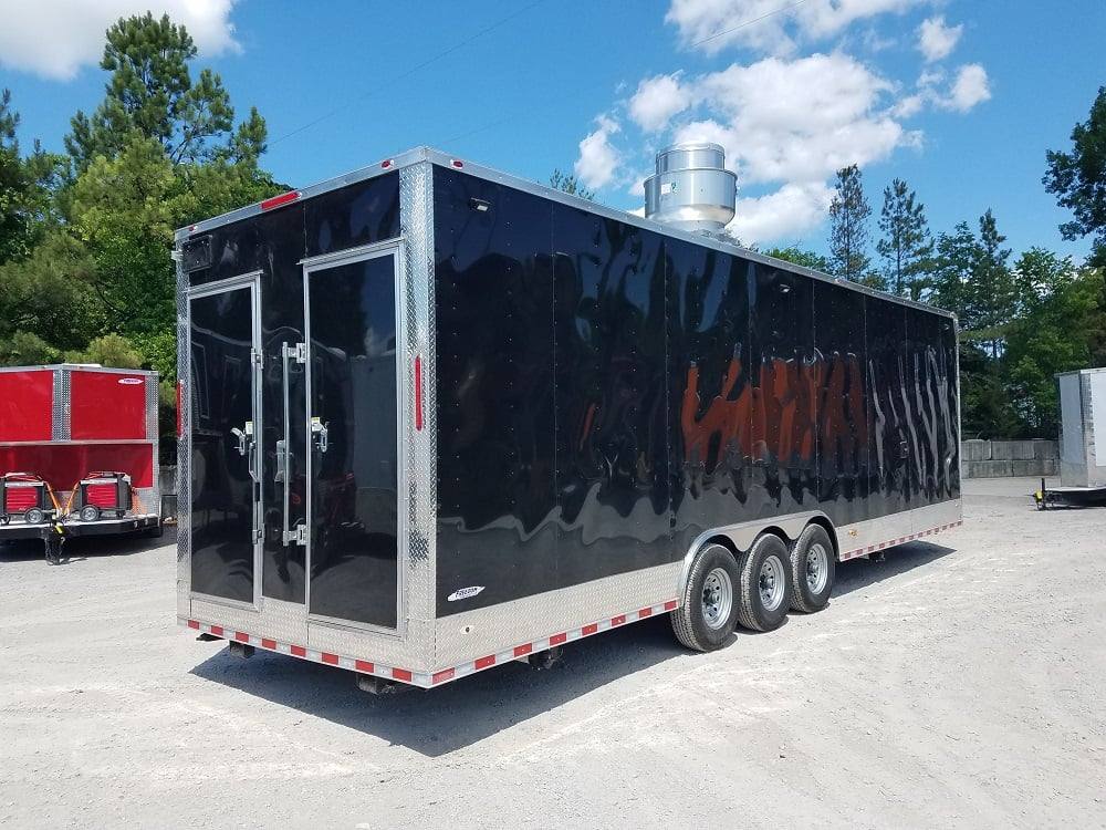 871-8.5-x-30-black-flat-nose-w-header-cap-concession-food-trailer-3.jpg 8.5' x 30' Black Flat Nose w/ Header Cap Concession Food Trailer