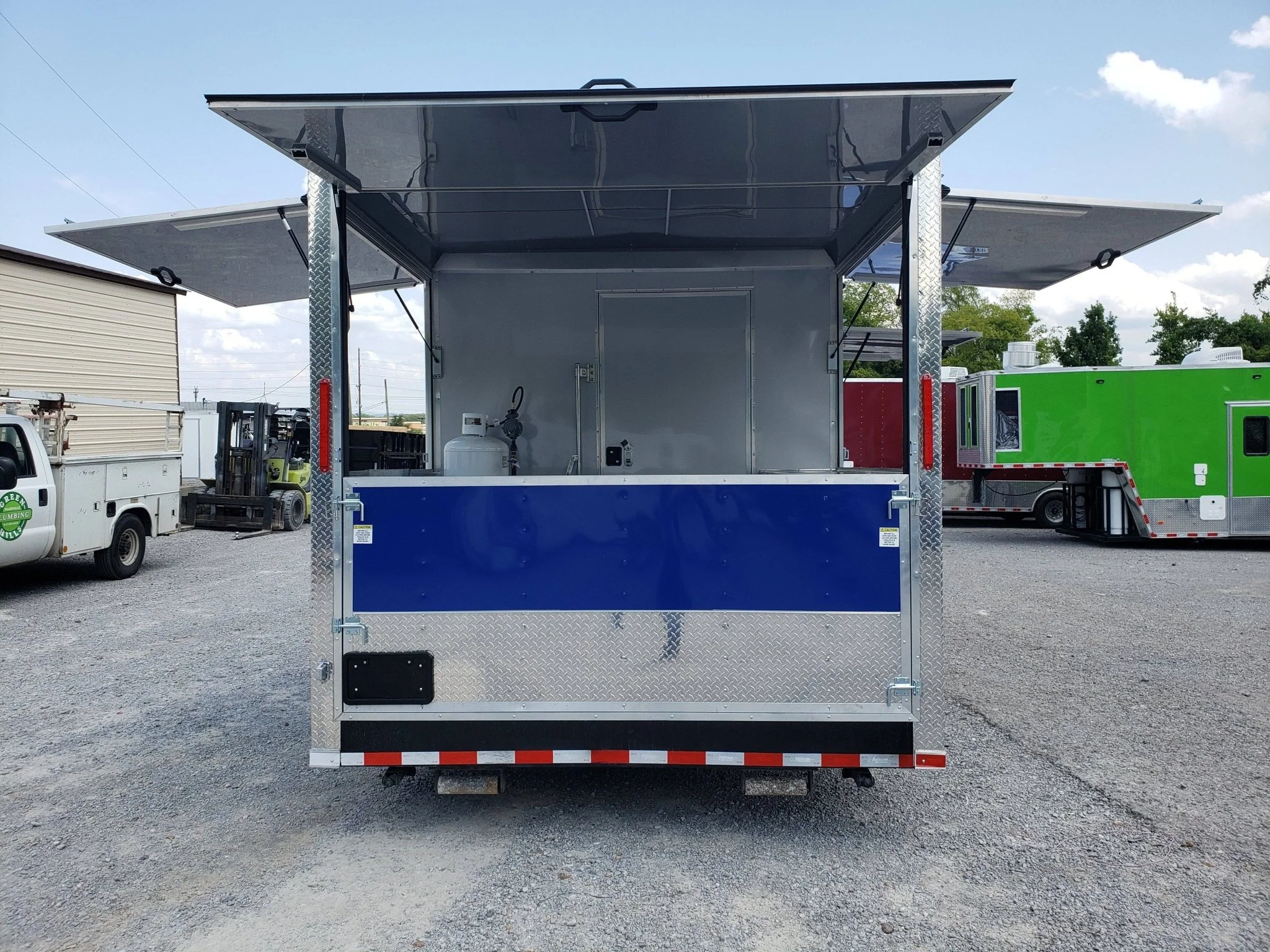 872-8.5-x-30-black-and-cobalt-blue-bbq-porch-concession-trailer-12.webp 8.5' x 30' Black and Cobalt Blue BBQ Porch Concession Trailer