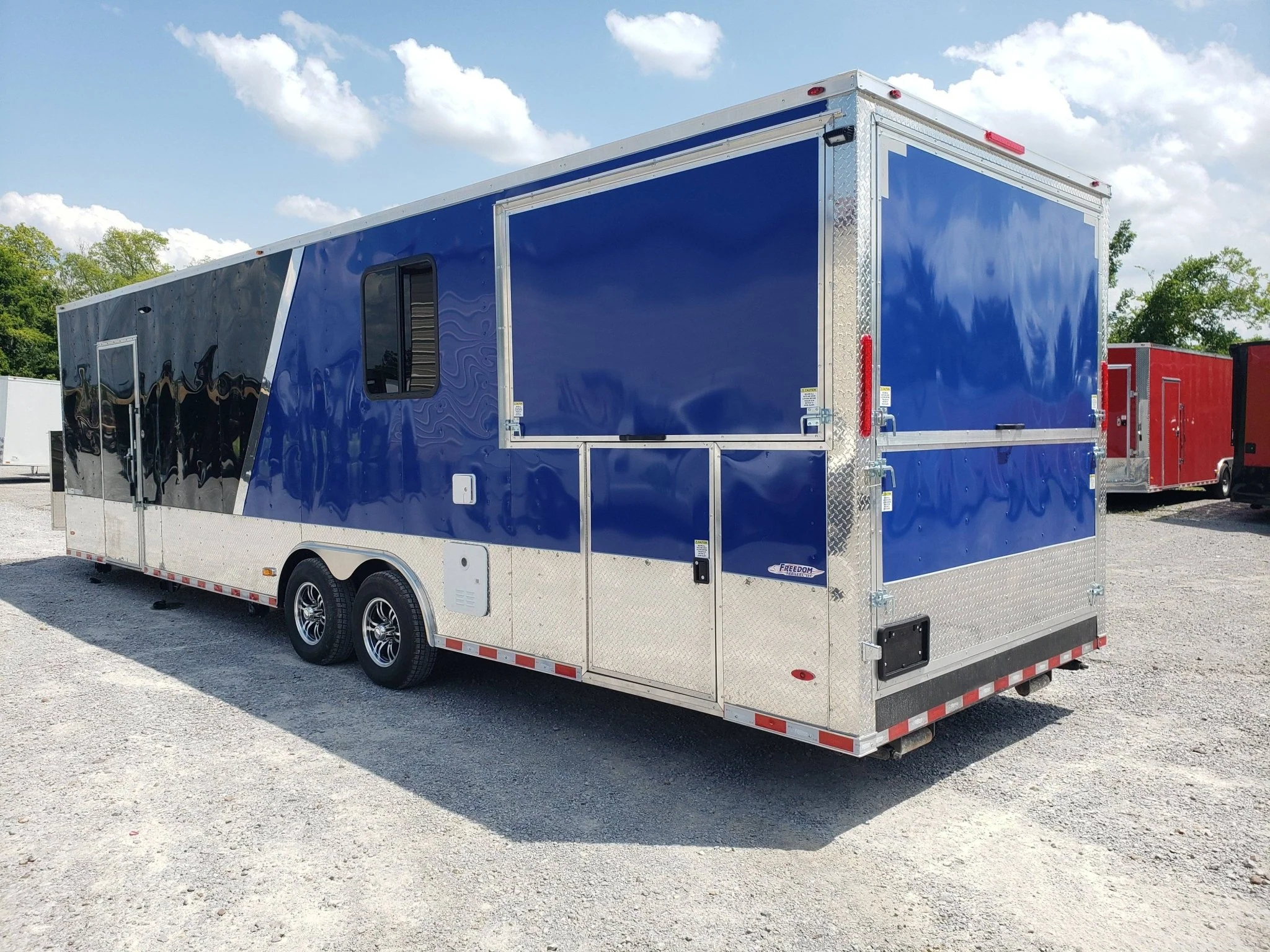872-8.5-x-30-black-and-cobalt-blue-bbq-porch-concession-trailer-39.webp 8.5' x 30' Black and Cobalt Blue BBQ Porch Concession Trailer