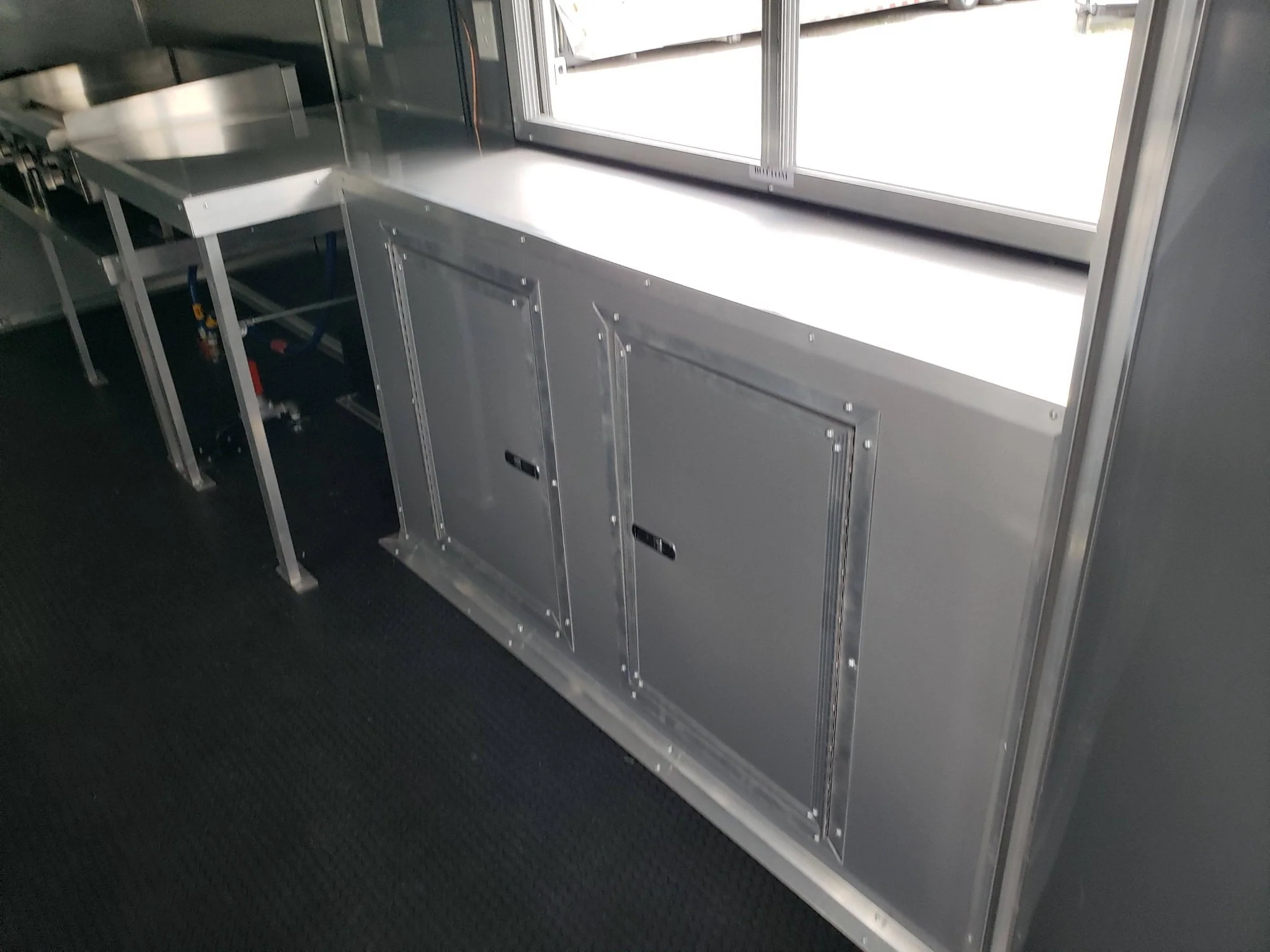 873-8.5-x-30-black-and-cobalt-blue-bbq-porch-style-concession-trailer-5.webp 8.5' x 30' Black and Cobalt Blue BBQ Porch Style Concession Trailer