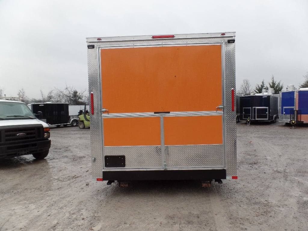 874-8.5-x-30-black-and-orange-porch-style-concession-food-trailer-with-restroom-23.jpg 8.5' x 30' Black and Orange Porch Style Concession Food Trailer with Restroom
