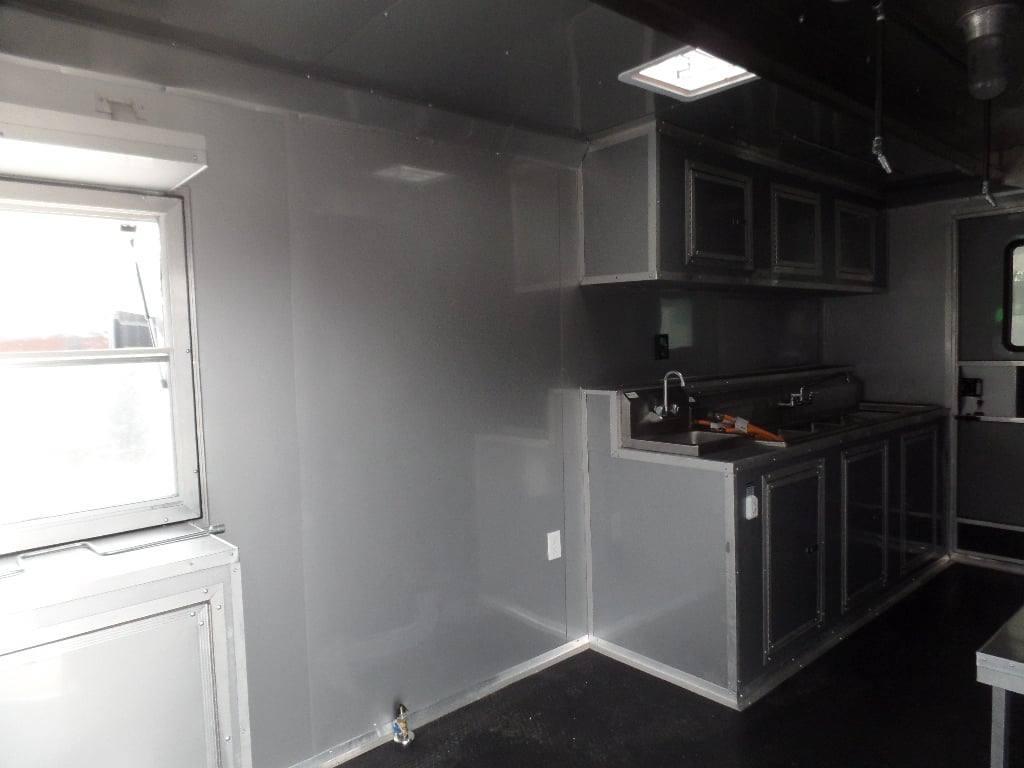 874-8.5-x-30-black-and-orange-porch-style-concession-food-trailer-with-restroom-4.jpg 8.5' x 30' Black and Orange Porch Style Concession Food Trailer with Restroom