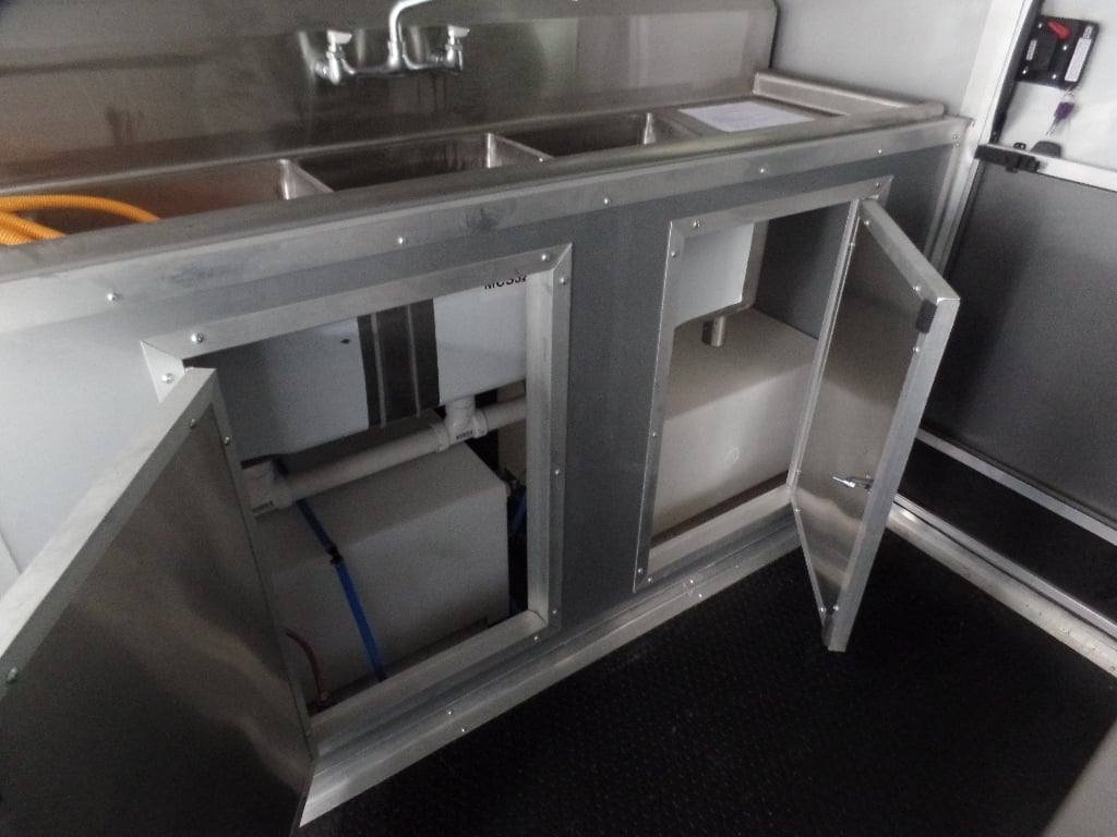874-8.5-x-30-black-and-orange-porch-style-concession-food-trailer-with-restroom-5.jpg 8.5' x 30' Black and Orange Porch Style Concession Food Trailer with Restroom