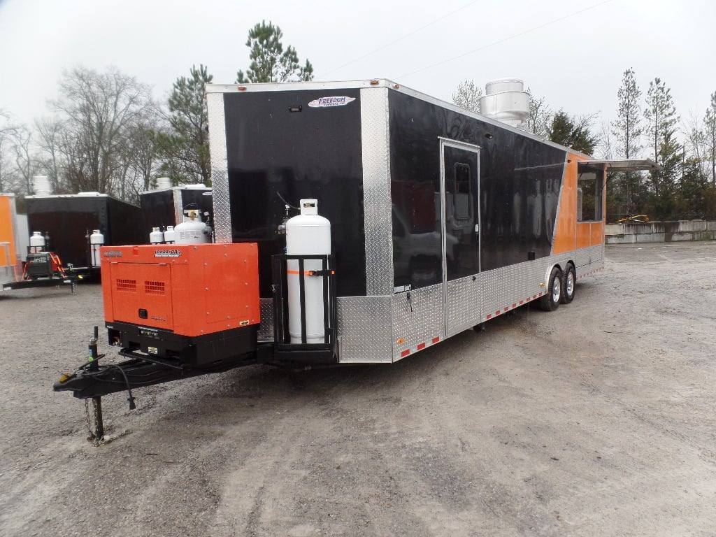 875-8.5-x-30-black-and-orange-porch-style-concession-trailer-with-restroom-and-appliances-11.jpg 8.5' x 30' Black and Orange Porch Style Concession Trailer with Restroom and Appliances
