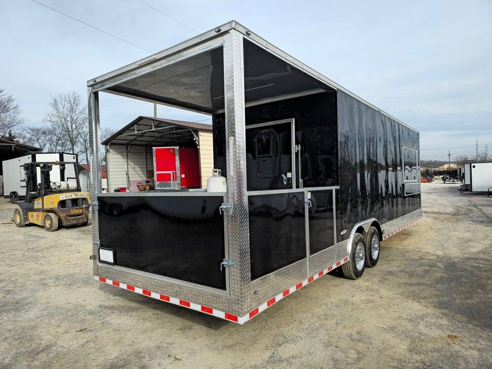 876-8.5-x-30-black-bbq-porch-concession-trailer-vending-10.jpg 8.5' X 30' Black BBQ Porch Concession Trailer Vending