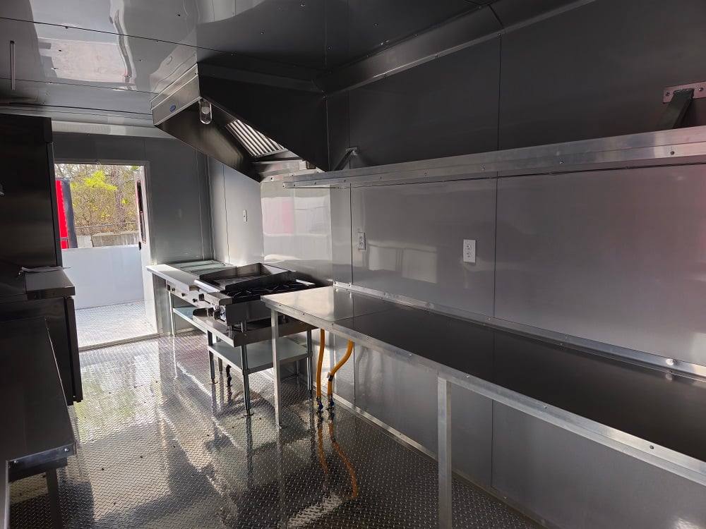 876-8.5-x-30-black-bbq-porch-concession-trailer-vending-22.jpg 8.5' X 30' Black BBQ Porch Concession Trailer Vending