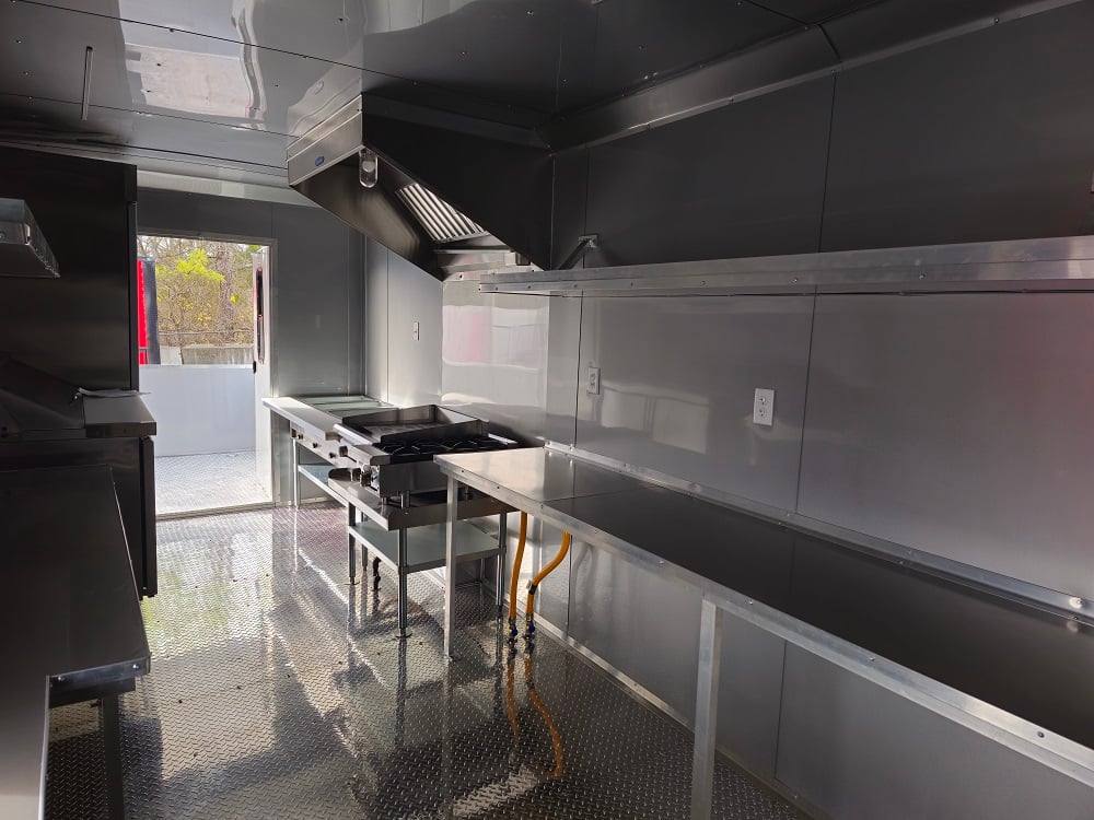 876-8.5-x-30-black-bbq-porch-concession-trailer-vending-23.jpg 8.5' X 30' Black BBQ Porch Concession Trailer Vending