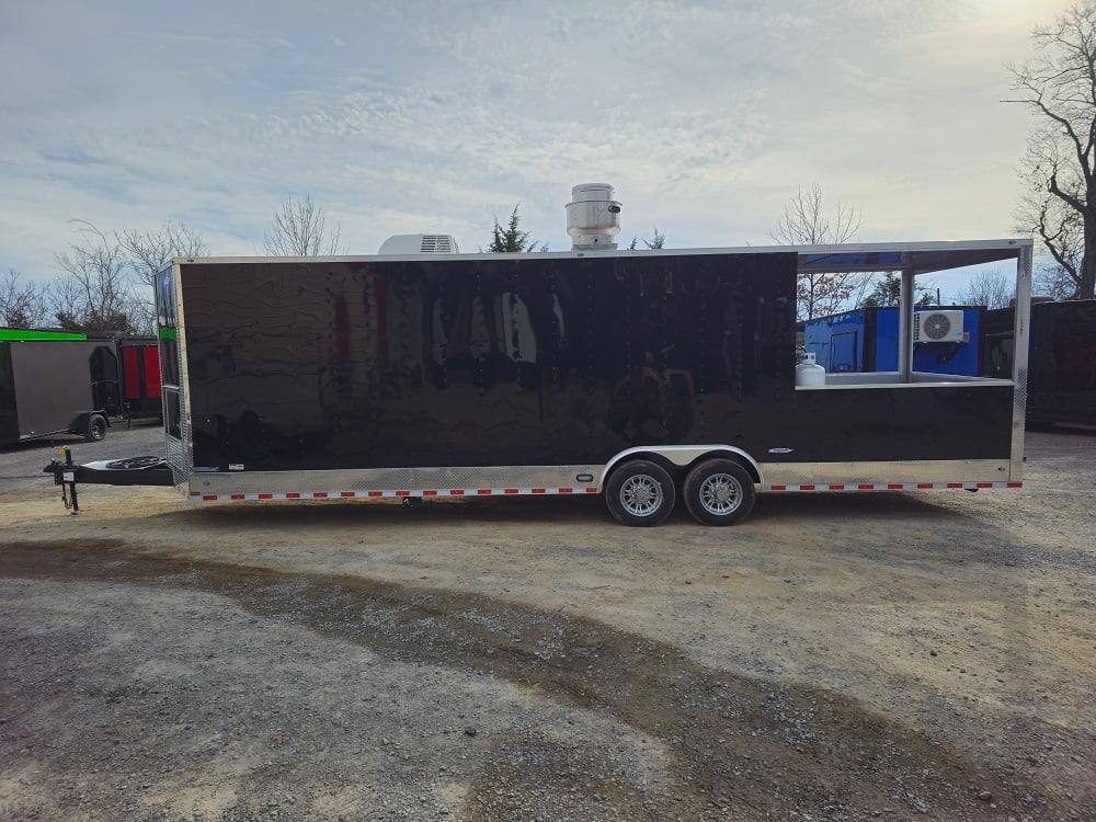 876-8.5-x-30-black-bbq-porch-concession-trailer-vending-6.jpg 8.5' X 30' Black BBQ Porch Concession Trailer Vending
