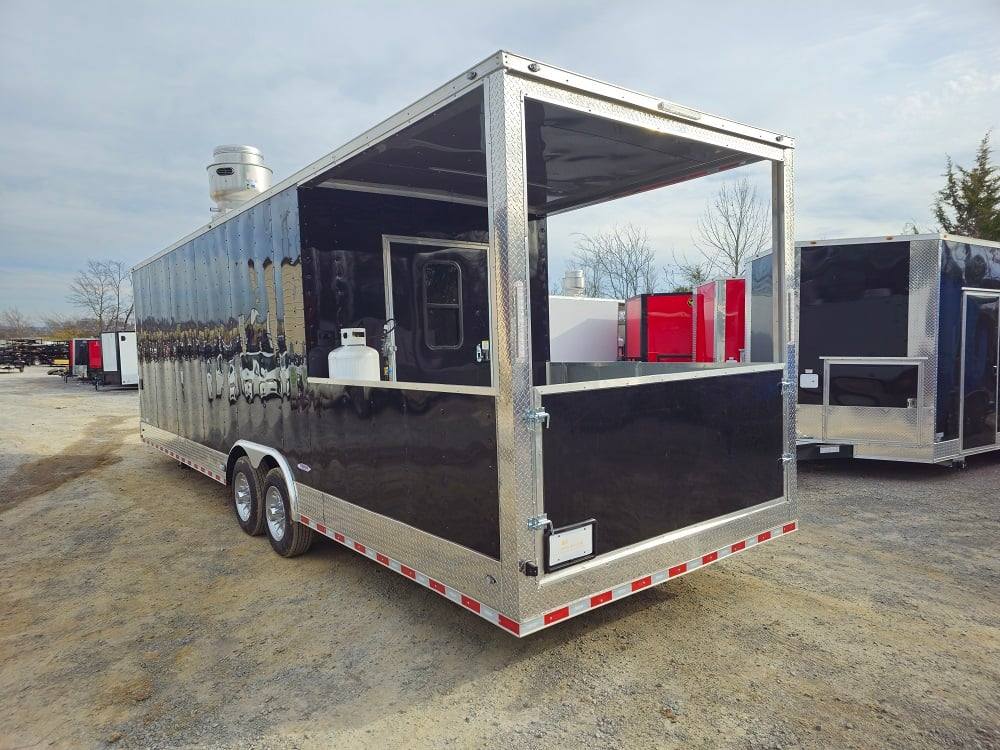 876-8.5-x-30-black-bbq-porch-concession-trailer-vending-8.jpg 8.5' X 30' Black BBQ Porch Concession Trailer Vending