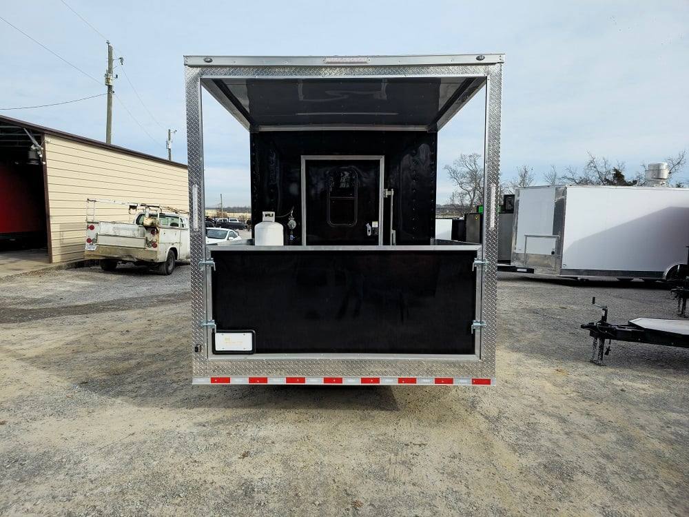 876-8.5-x-30-black-bbq-porch-concession-trailer-vending-9.jpg 8.5' X 30' Black BBQ Porch Concession Trailer Vending