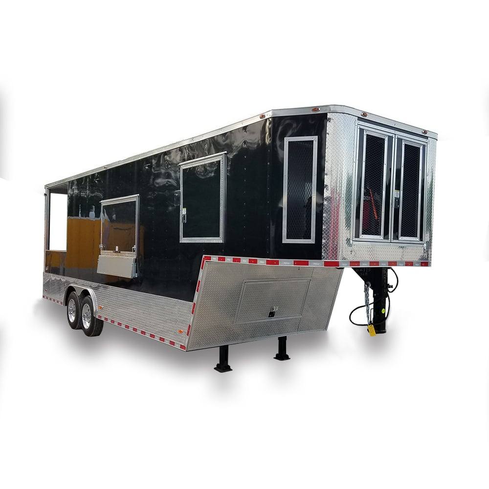 8.5' x 30' Black Goose Neck Concession BBQ Food Trailer With Appliances
