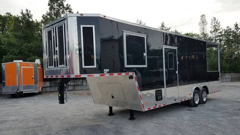 8.5' x 30' Black Goose Neck Concession BBQ Food Trailer With Appliances