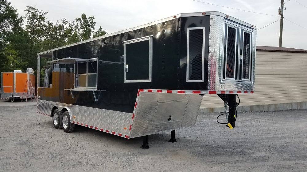 8.5' x 30' Black Goose Neck Concession BBQ Food Trailer With Appliances