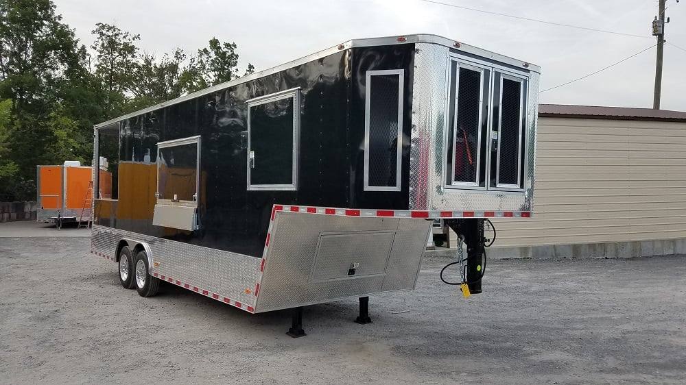 8.5' x 30' Black Goose Neck Concession BBQ Food Trailer With Appliances