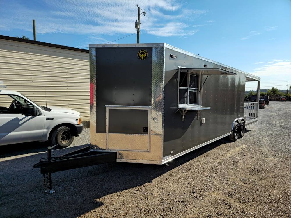 8.5' X 30' Charcoal Grey Concession Food Event Catering Trailer