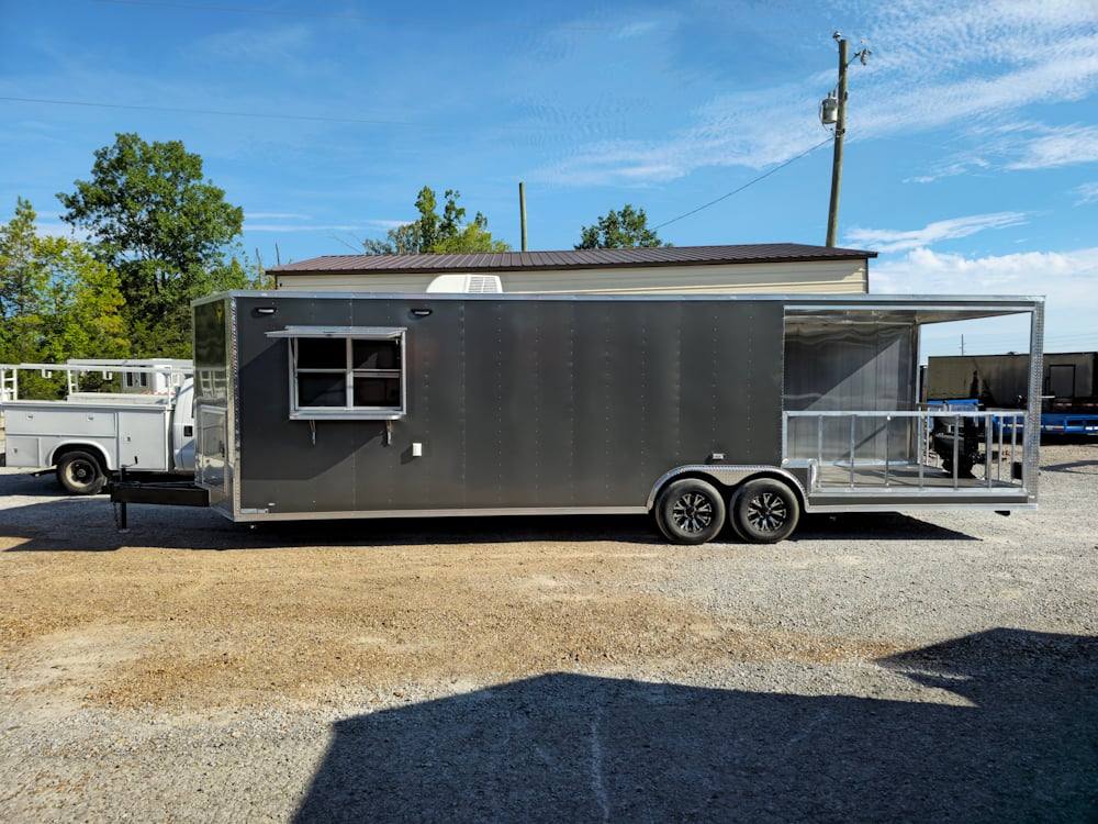 8.5' X 30' Charcoal Grey Concession Food Event Catering Trailer