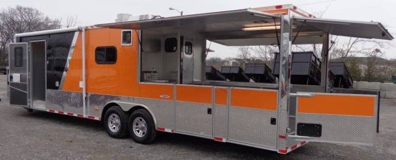884-8.5-x-30-concession-bbq-food-trailer-black-and-orange-catering-10.jpg 8.5' x 30' Concession BBQ Food Trailer Black and Orange Catering