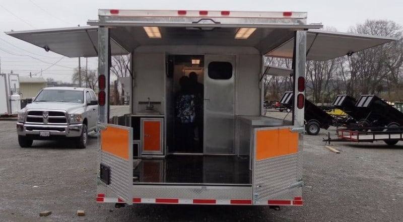 884-8.5-x-30-concession-bbq-food-trailer-black-and-orange-catering-13.jpg 8.5' x 30' Concession BBQ Food Trailer Black and Orange Catering