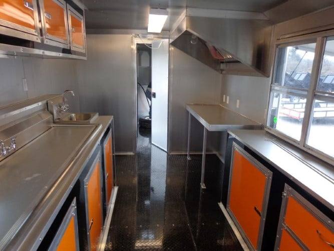 884-8.5-x-30-concession-bbq-food-trailer-black-and-orange-catering-14.jpg 8.5' x 30' Concession BBQ Food Trailer Black and Orange Catering