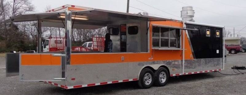 884-8.5-x-30-concession-bbq-food-trailer-black-and-orange-catering-17.jpg 8.5' x 30' Concession BBQ Food Trailer Black and Orange Catering
