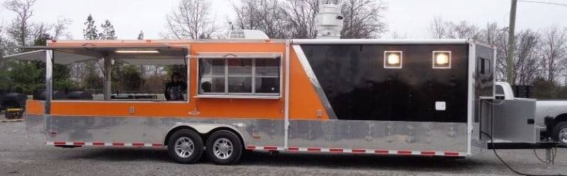 884-8.5-x-30-concession-bbq-food-trailer-black-and-orange-catering-21.jpg 8.5' x 30' Concession BBQ Food Trailer Black and Orange Catering