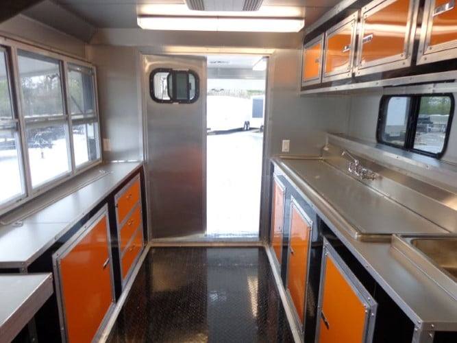 884-8.5-x-30-concession-bbq-food-trailer-black-and-orange-catering-9.jpg 8.5' x 30' Concession BBQ Food Trailer Black and Orange Catering
