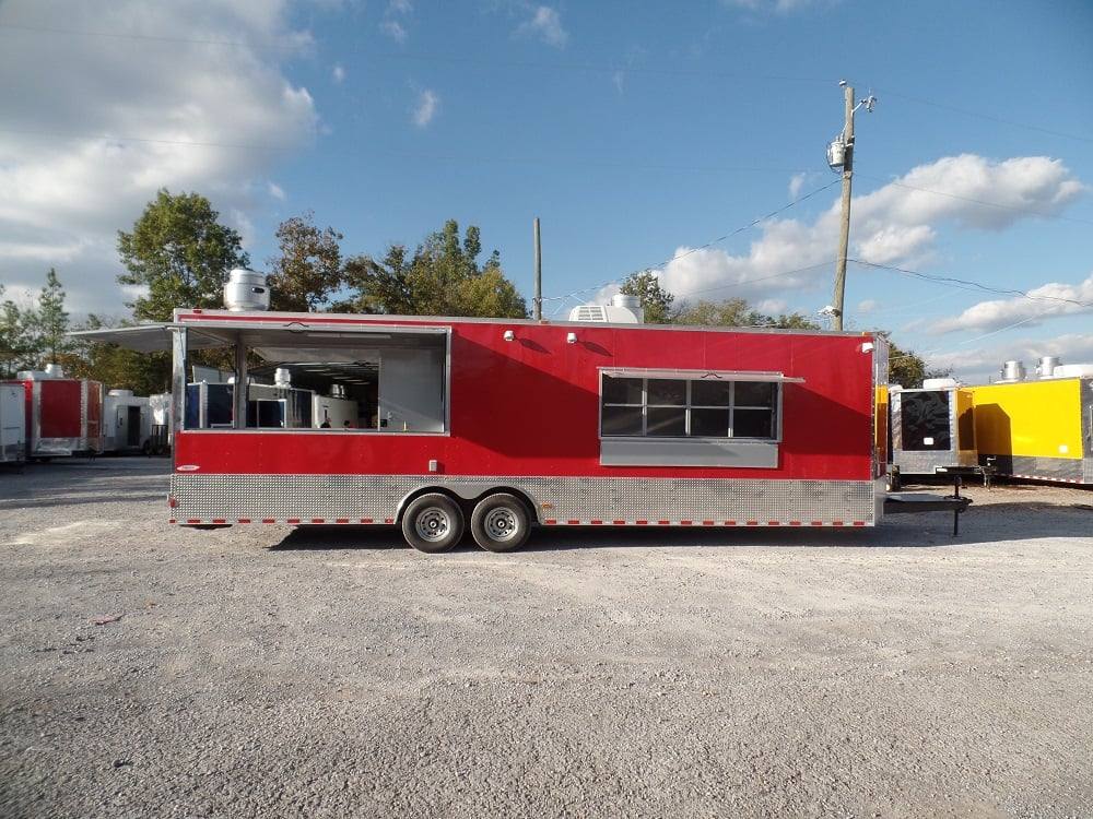 885-8.5-x-30-concession-bbq-food-trailer-red-event-catering-3.jpg 8.5' x 30' Concession BBQ Food Trailer Red Event Catering