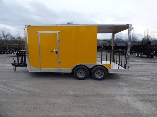 89-8.5-x-16-concession-bbq-food-trailer-yellow-event-catering-3.jpg 8.5' x 16' Concession BBQ Food Trailer Yellow Event Catering