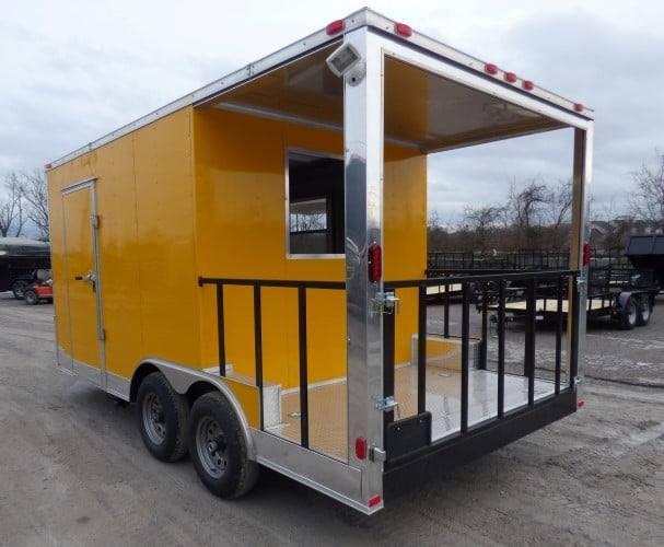 89-8.5-x-16-concession-bbq-food-trailer-yellow-event-catering-4.jpg 8.5' x 16' Concession BBQ Food Trailer Yellow Event Catering
