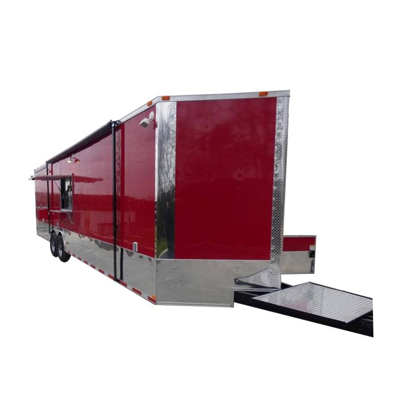 896-8.5-x-30-concession-food-trailer-red-bbq-event-catering-1.jpg 8.5' x 30' Concession Food Trailer Red BBQ Event Catering