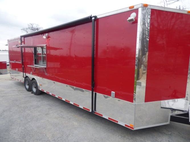 896-8.5-x-30-concession-food-trailer-red-bbq-event-catering-5.jpg 8.5' x 30' Concession Food Trailer Red BBQ Event Catering