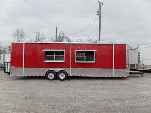 898-8.5-x-30-concession-food-trailer-red-with-appliances-1.jpg 8.5' x 30' Concession Food Trailer Red With Appliances