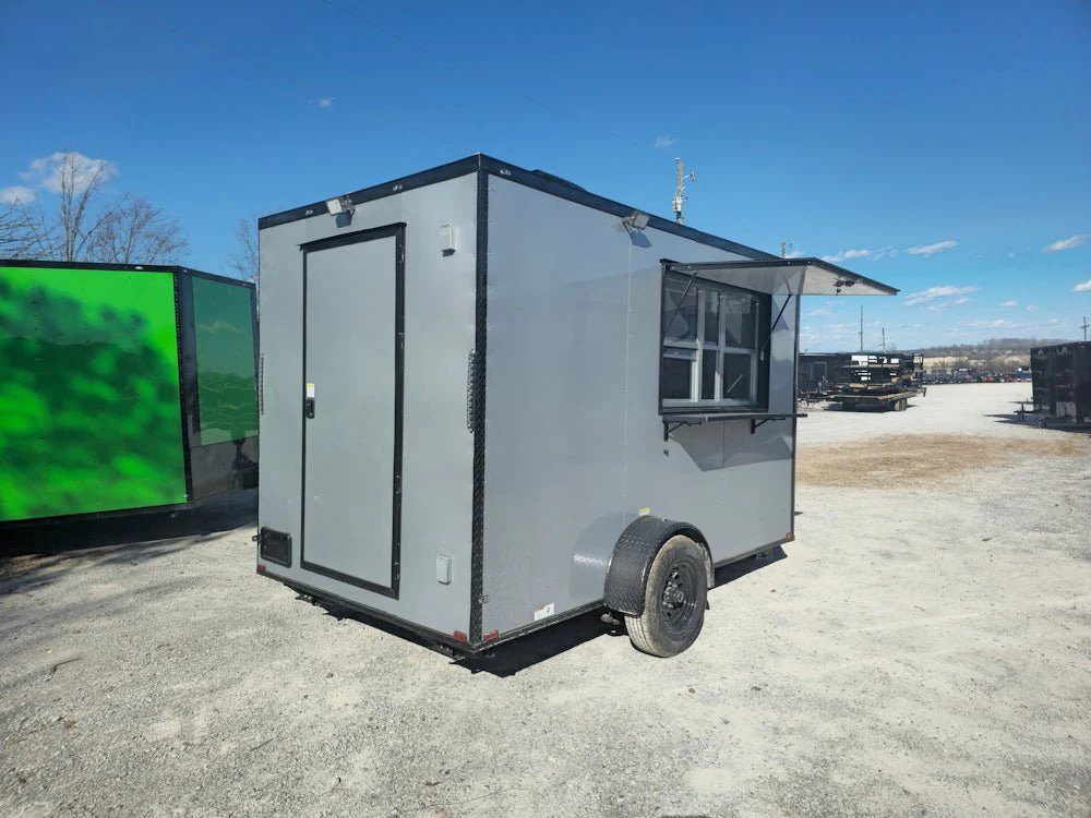 7' X 12' Silver Flat Front Custom Concession Trailer Food Event Catering
