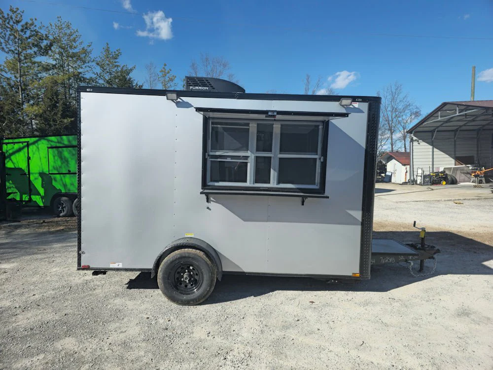 7' X 12' Silver Flat Front Custom Concession Trailer Food Event Catering