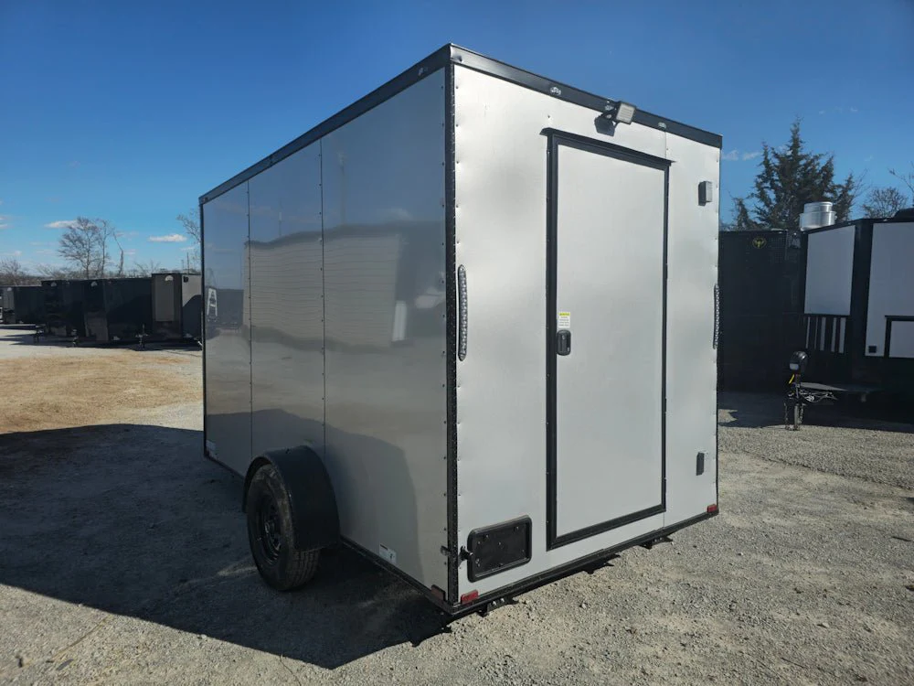 7' X 12' Silver Flat Front Custom Concession Trailer Food Event Catering