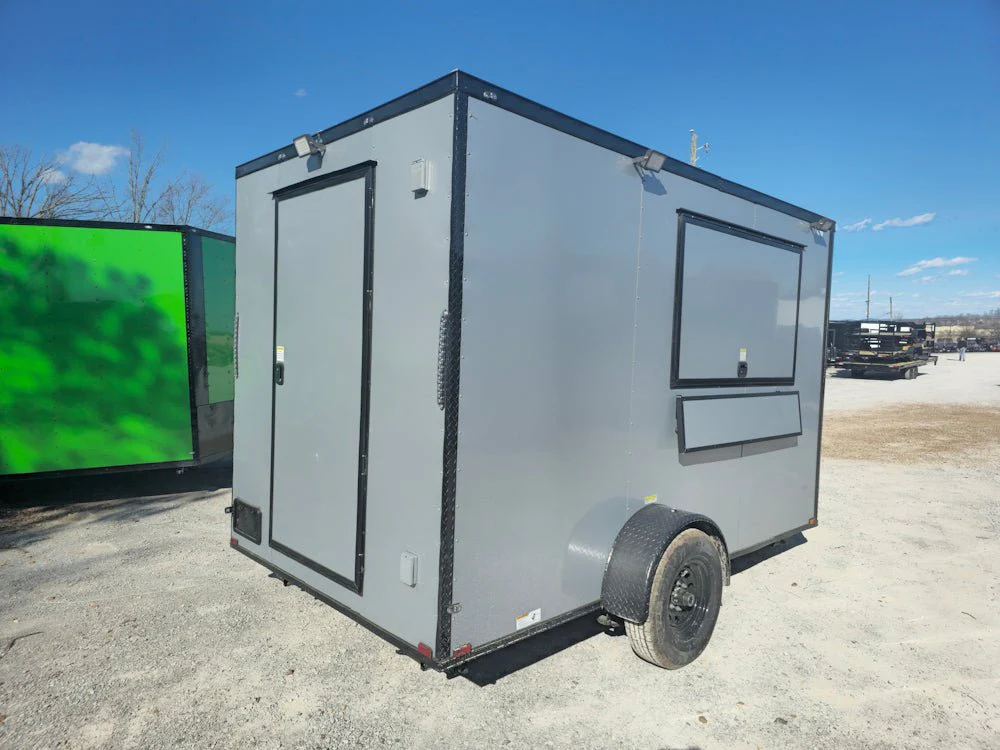 7' X 12' Silver Flat Front Custom Concession Trailer Food Event Catering