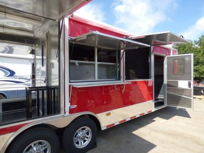 901-8.5-x-30-concession-trailer-red-bbq-food-event-catering-3.jpg 8.5' x 30' Concession Trailer Red BBQ Food Event Catering