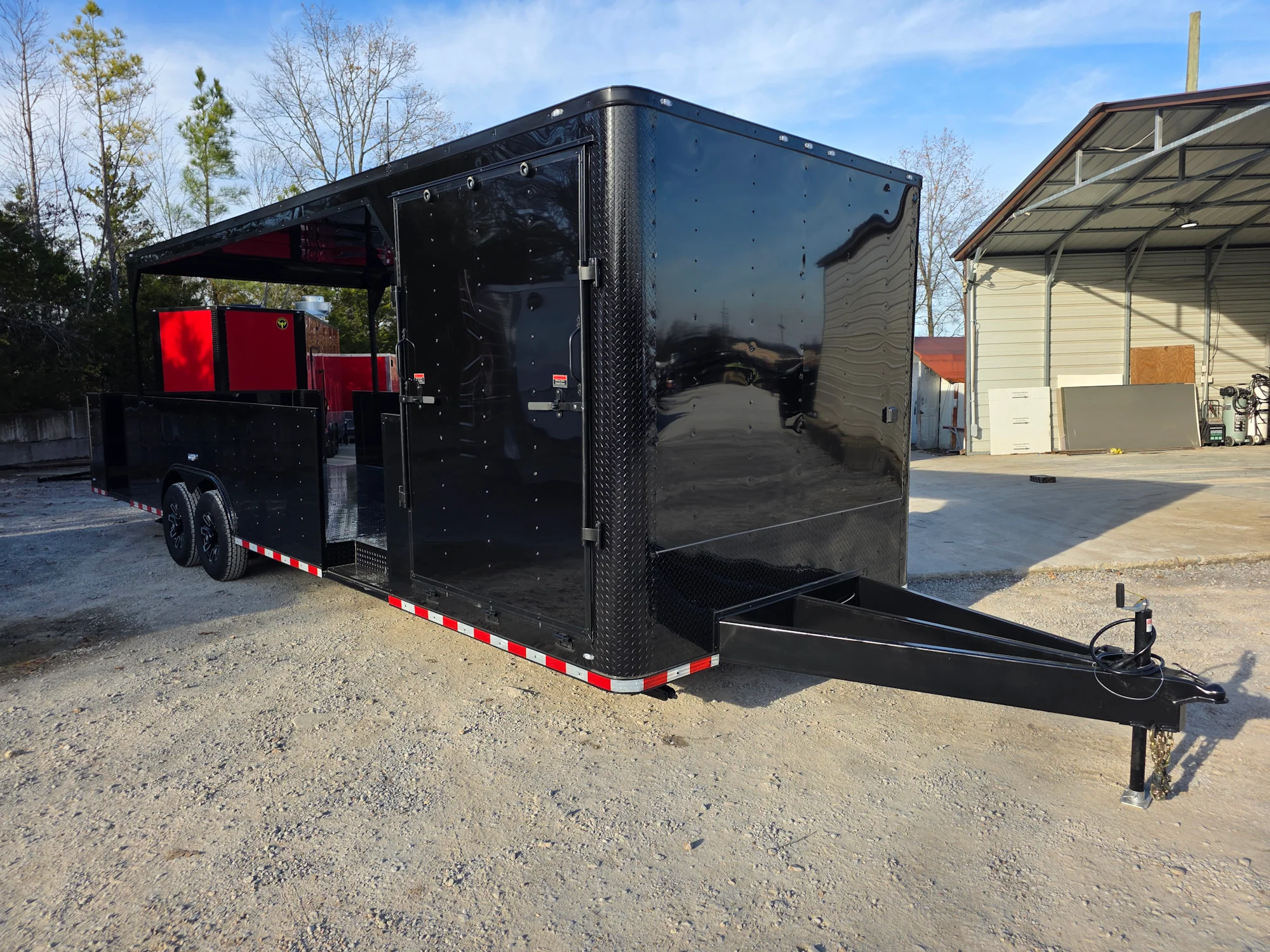 8.5' X 30' Custom Black With Blackout Tailgate Trailer