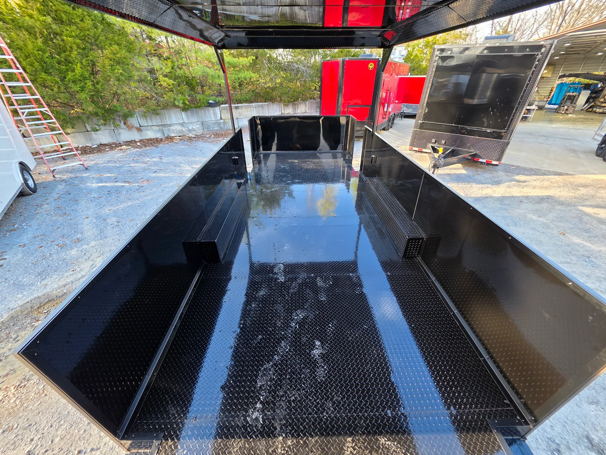 8.5' X 30' Custom Black With Blackout Tailgate Trailer